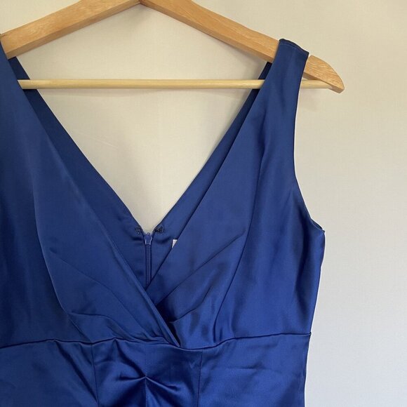 Calvin Klein bright royal blue v-neck vintage dress pleats women's size 4 - Picture 2 of 7